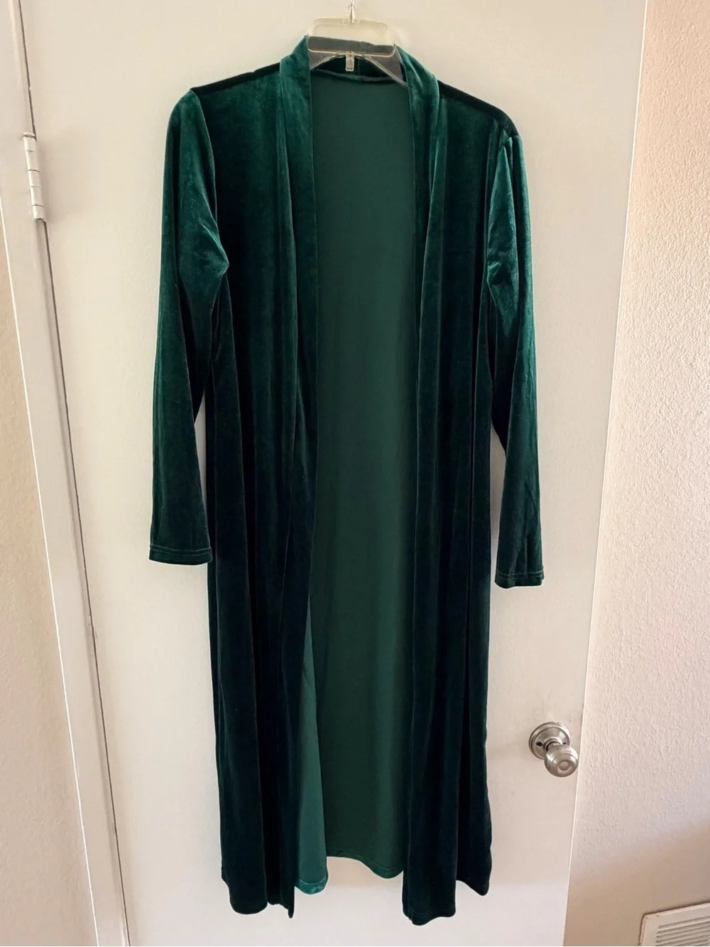 Velvet Open-Front Duster - Emerald Green
